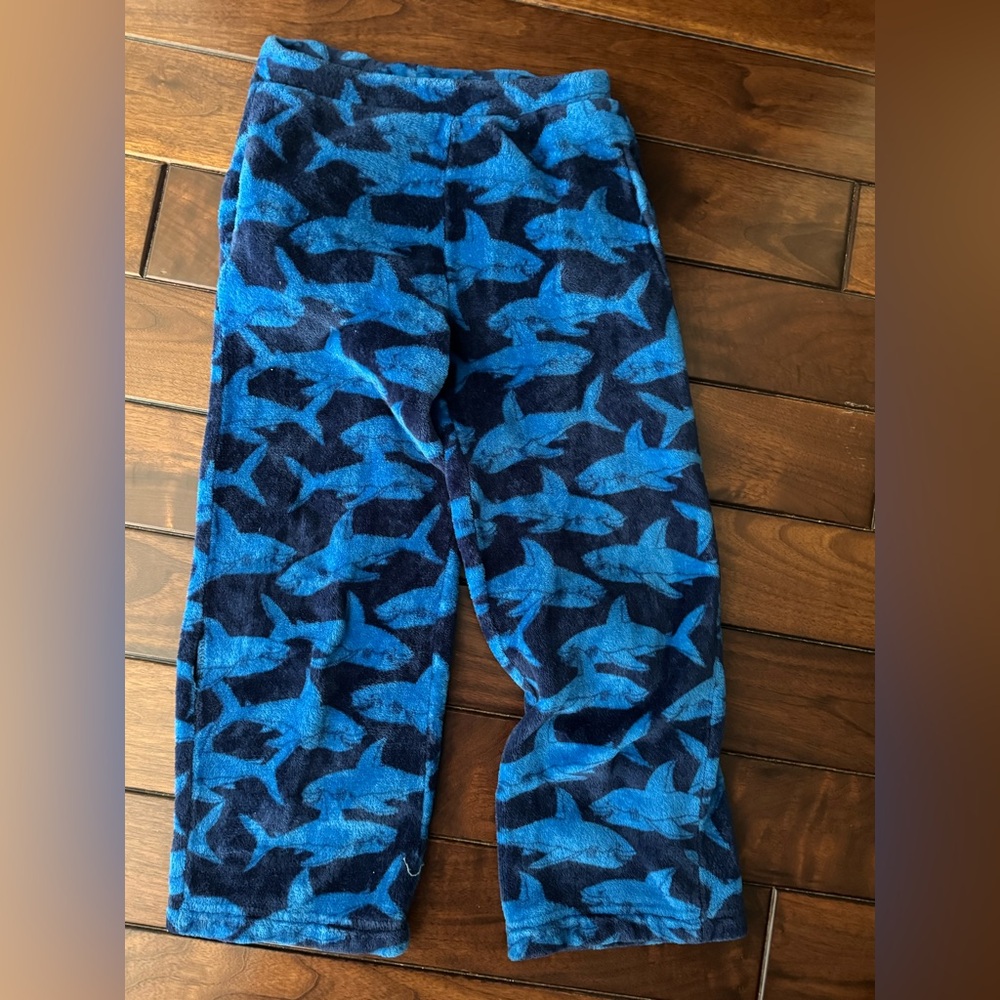 Blue youth Shark Pattern fluffy Pajama Pants